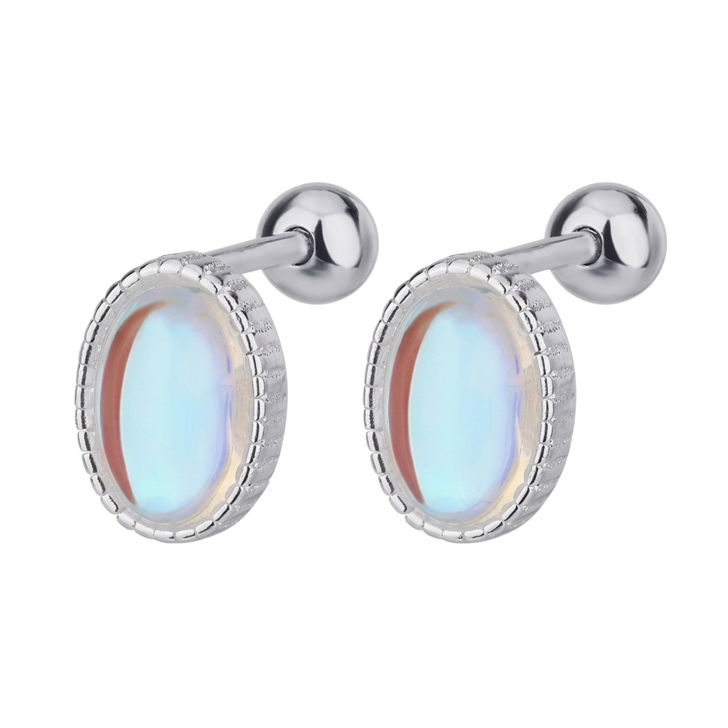 Aretes Ovalados con Piedra de Luna