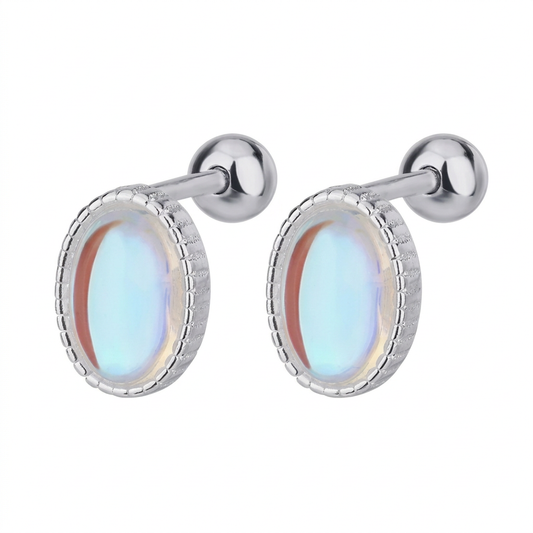 Aretes Ovalados con Piedra de Luna
