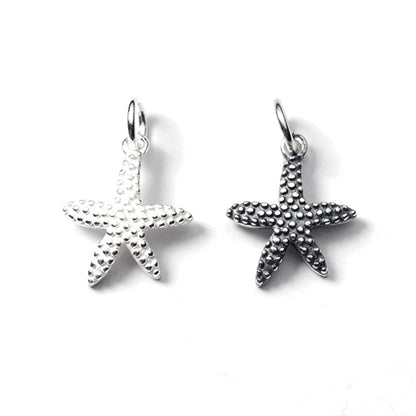 Dije Estrella de Mar Plateada o Envejecida
