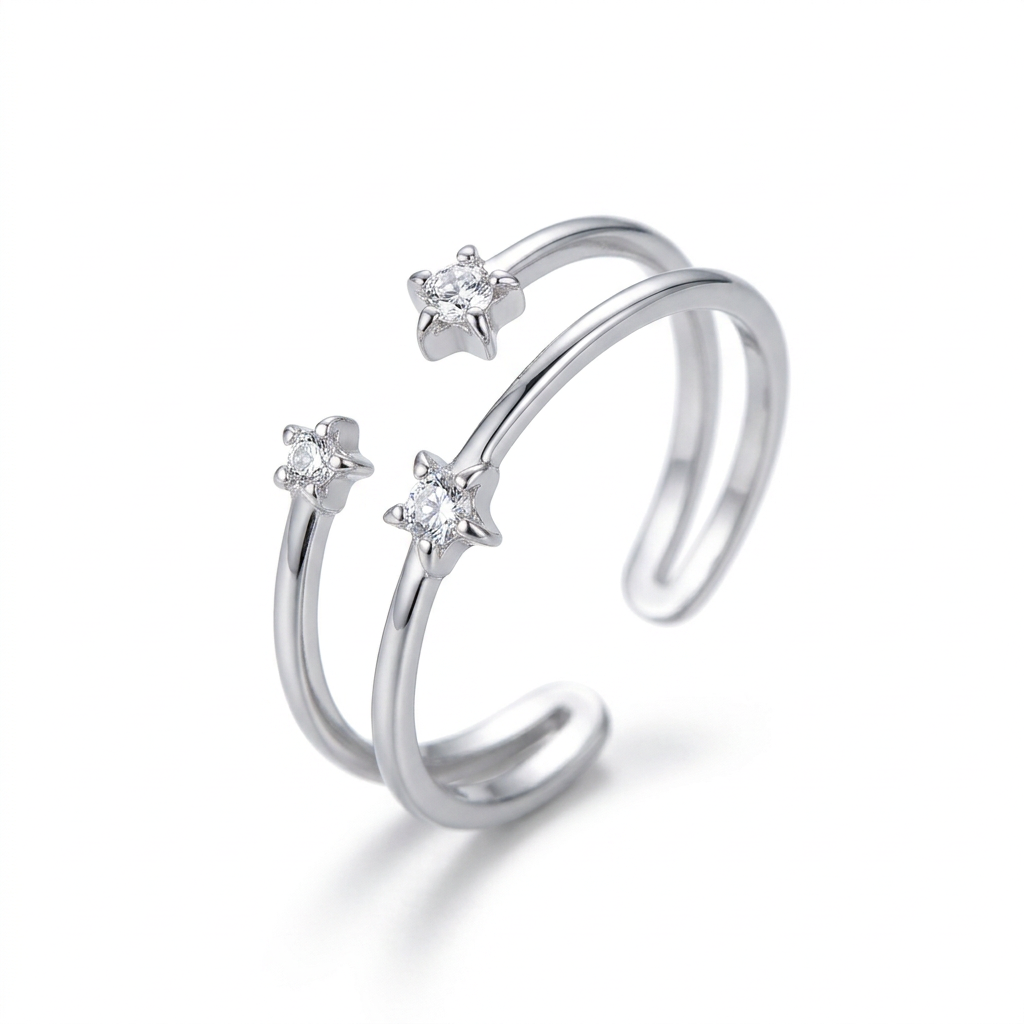 Anillo Doble Estrella Ajustable