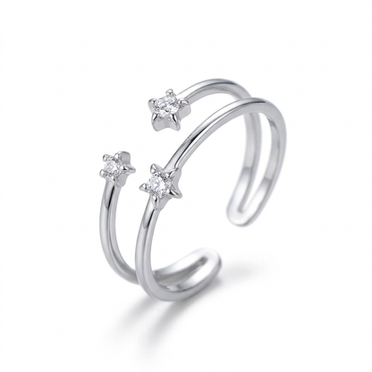 Anillo Doble Estrella Ajustable