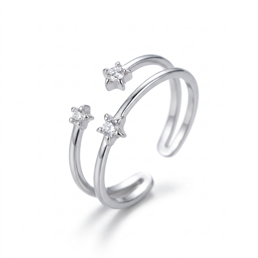 Anillo Doble Estrella Ajustable