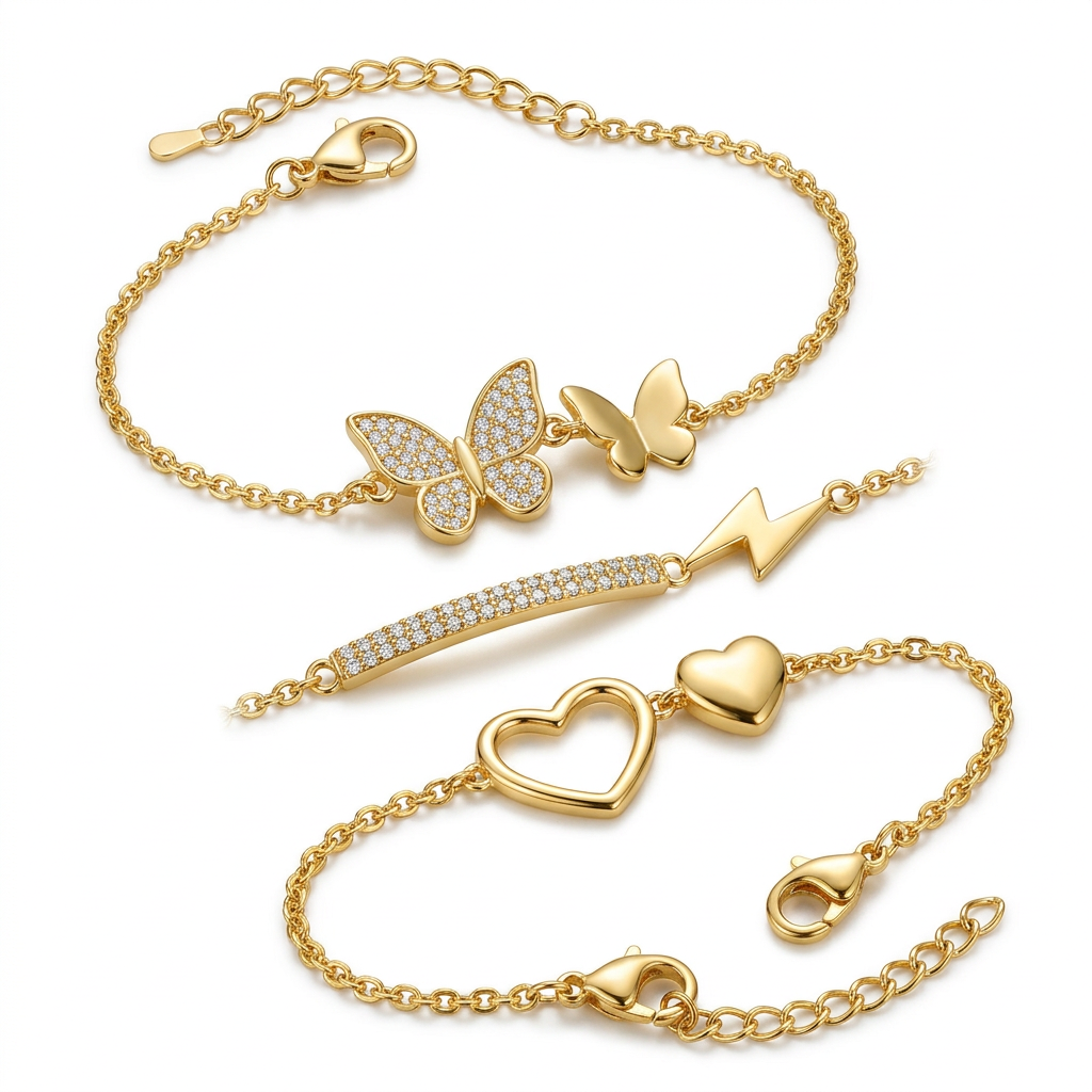 Pulsera Mariposa, Corazón Calado o Rayo