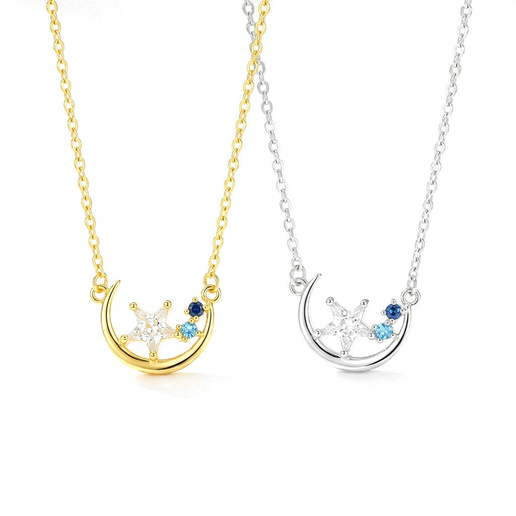 Collar Luna y Estrella con Zirconias de Colores