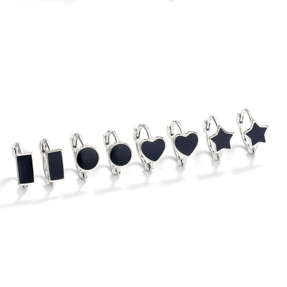 Arracadas con Dije Esmaltado Negro
