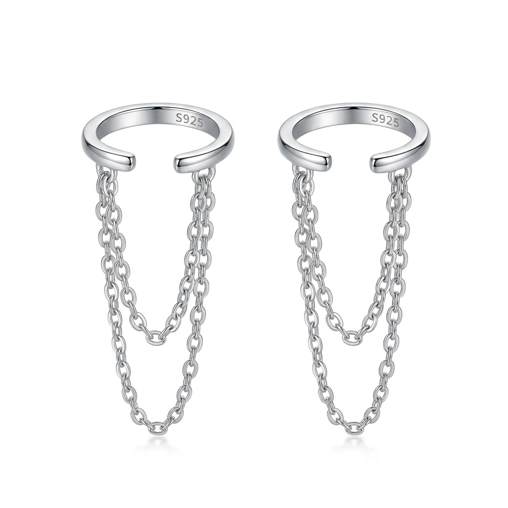 Ear Cuff con Doble Cadena