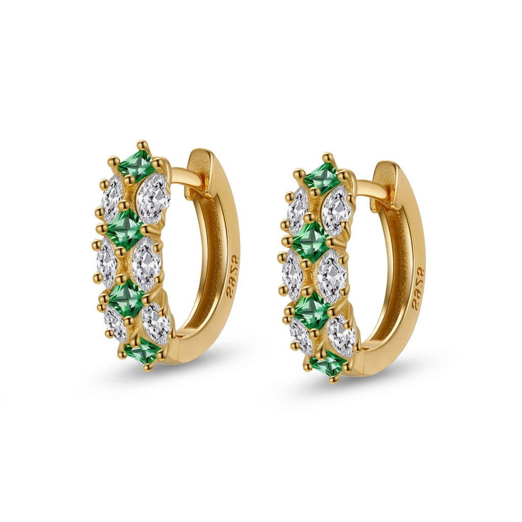 Arracadas con Zirconia Verde
