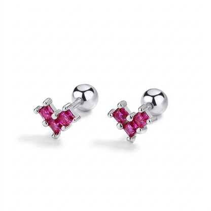 Aretes Bolita con Corazón de Zirconia