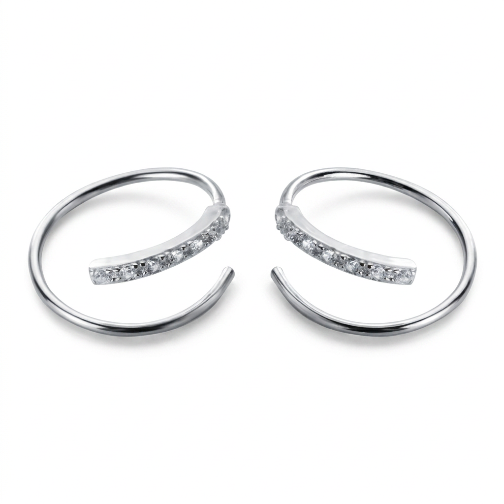 Arracadas Mini Dobles con Zirconias para Cartílago