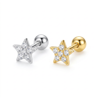Aretes Mini Estrella con Zirconia