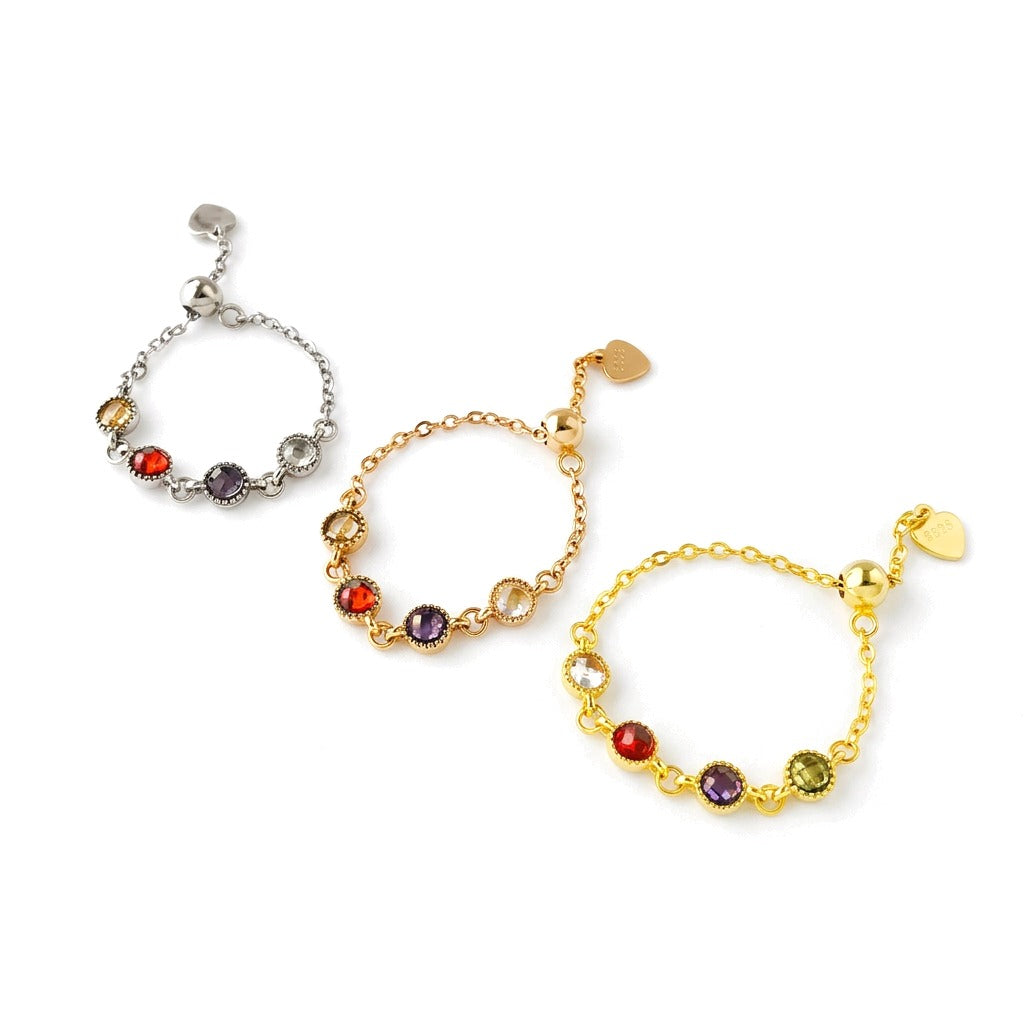 Anillo Cadena con Zirconias de Colores
