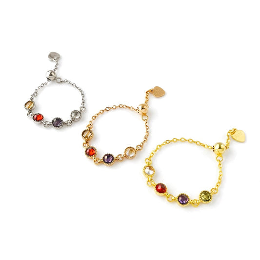 Anillo Cadena con Zirconias de Colores