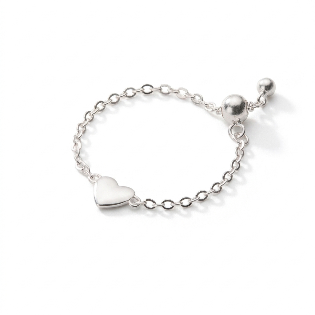 Anillo Cadena con Corazón Ajustable