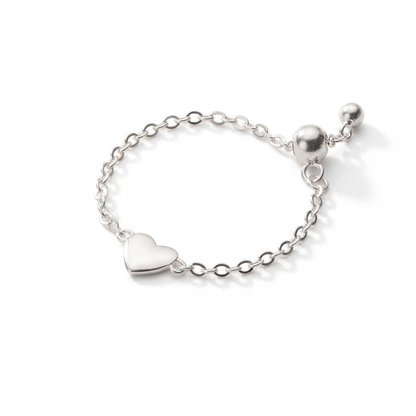 Anillo Cadena con Corazón Ajustable