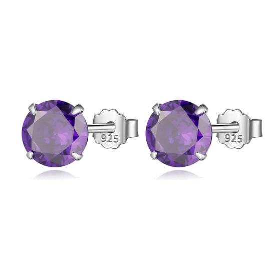Aretes Solitario de Zirconia Morada