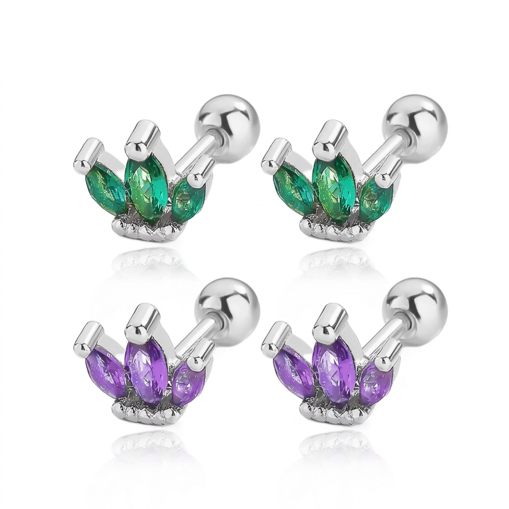 Aretes Marquesa con Zirconia de Color y Rosca