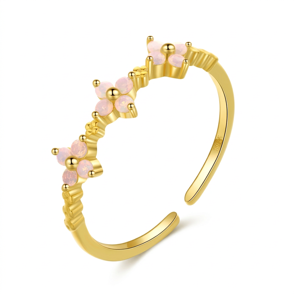 Anillo de Cóctel Flores con Zirconias