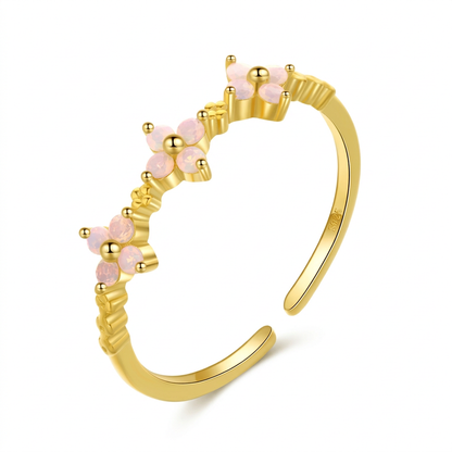 Anillo de Cóctel Flores con Zirconias