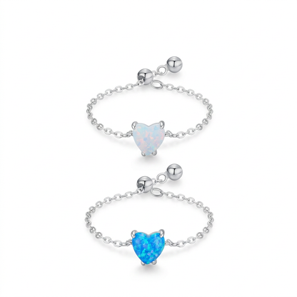 Anillo Corazón de Ópalo Ajustable