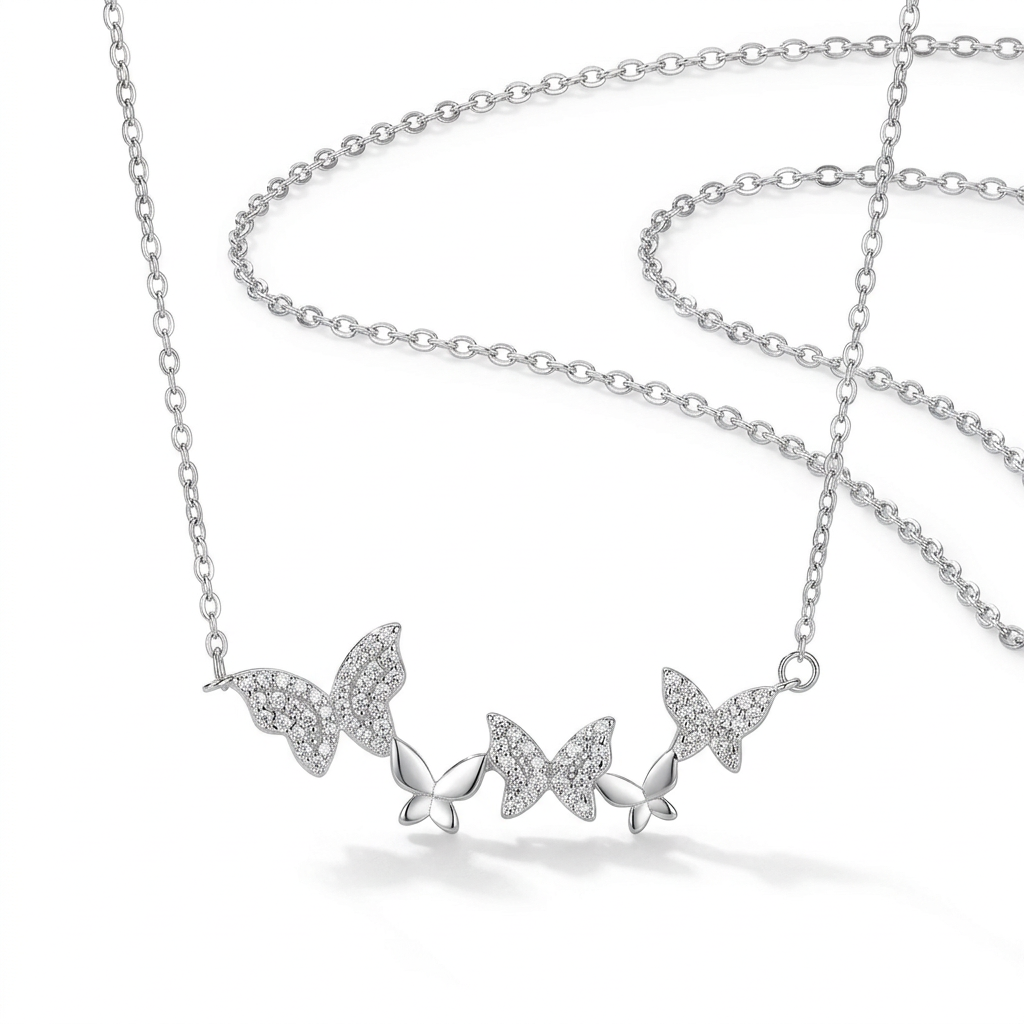 Collar Cinco Mariposas con Zirconias