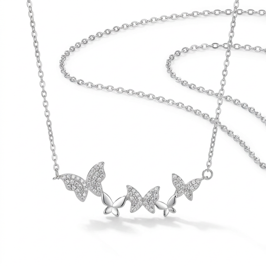 Collar Cinco Mariposas con Zirconias