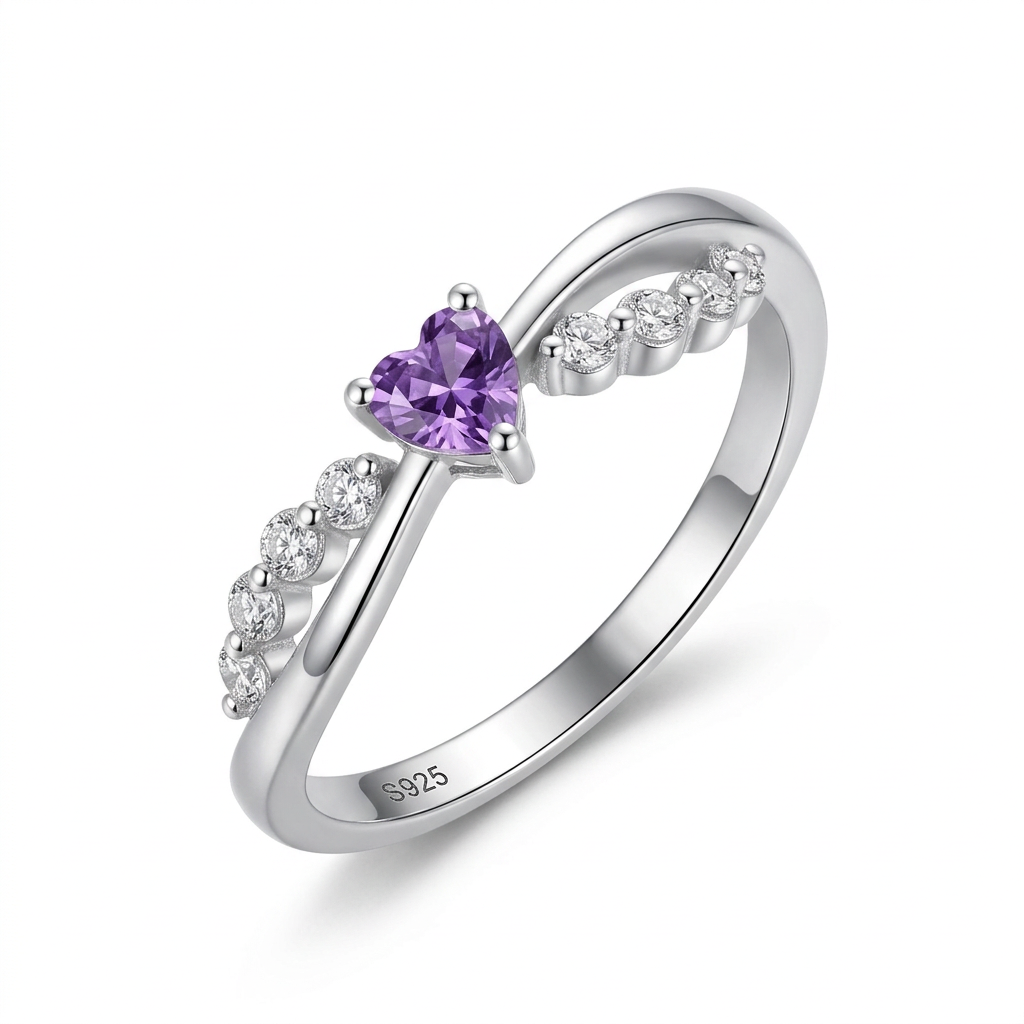 Anillo Cruz con Zirconia de Corazón