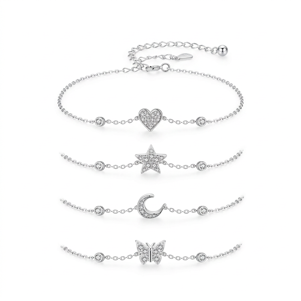 Pulsera Corazón, Estrella, Luna o Mariposa