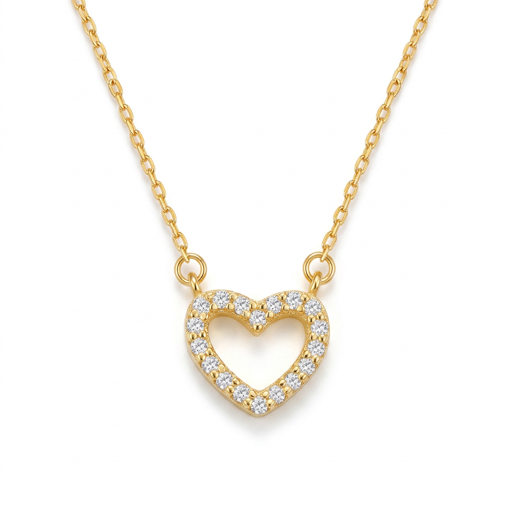 Collar Corto Corazón con Zirconias