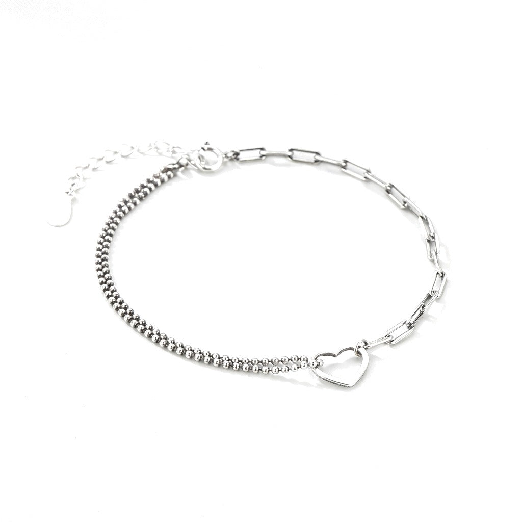 Pulsera Cadena con Corazones y Bolitas