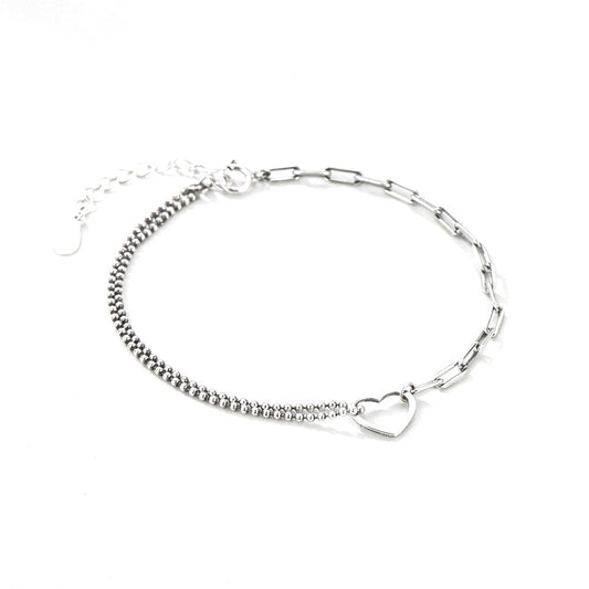 Pulsera Cadena con Corazones y Bolitas