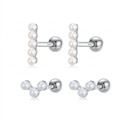 Aretes Perla con Barra o en V
