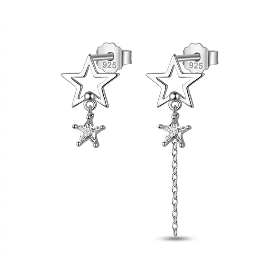 Aretes Asimétricos Estrella Colgante