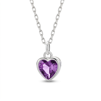 Collar Corazón con Zirconia de Color