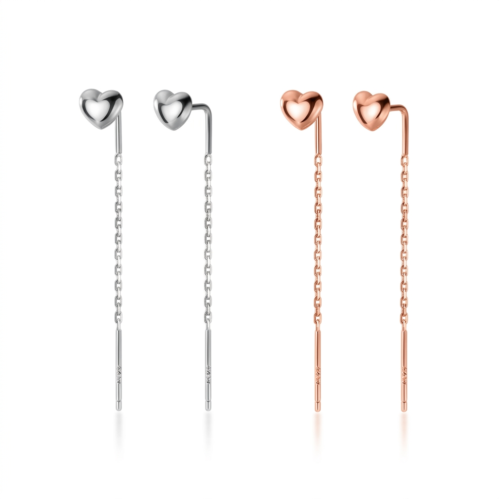 Aretes Barra Larga con Corazón