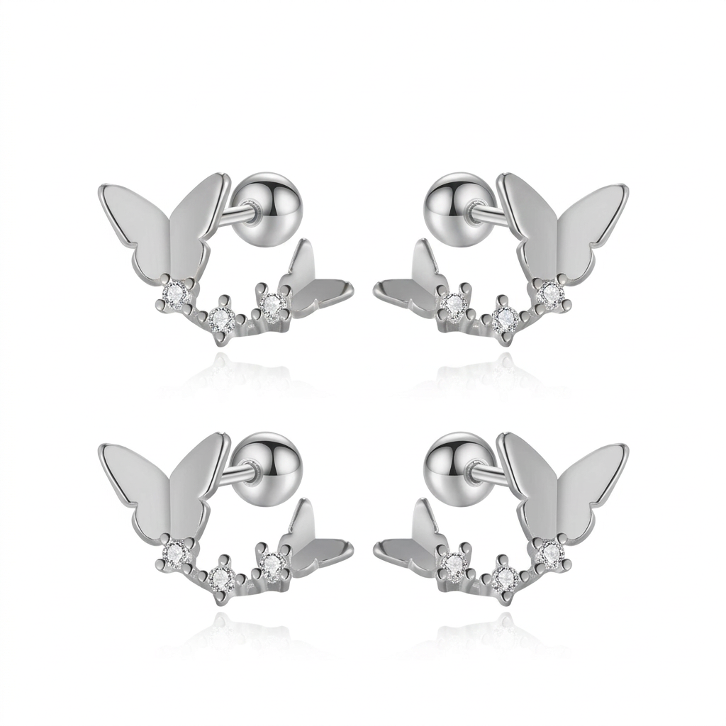 Aretes Mariposa con Zirconias en Cuatro Estilos