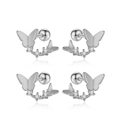 Aretes Mariposa con Zirconias en Cuatro Estilos
