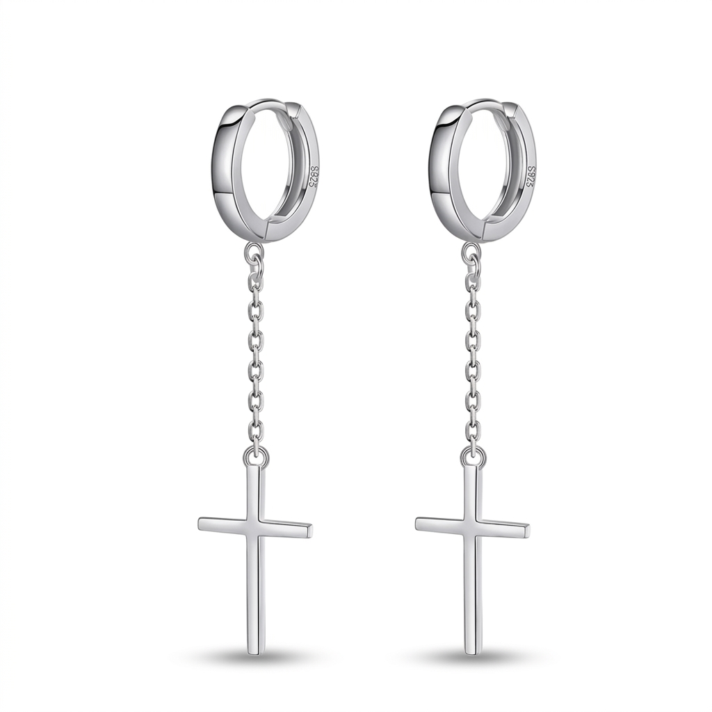 Arracadas con Cadena y Cruz