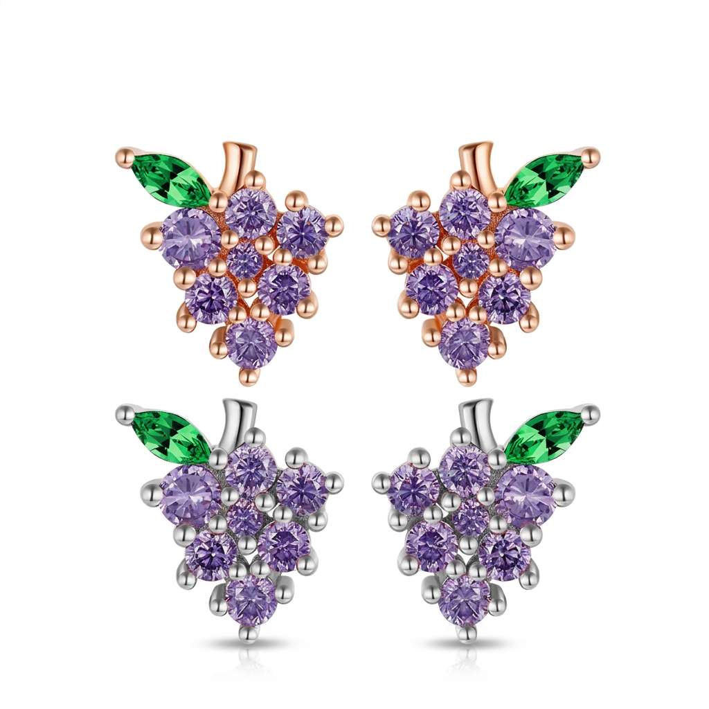 Aretes Uvas Moradas Vintage