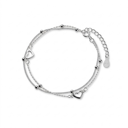 Pulsera Doble Cadena con Corazón
