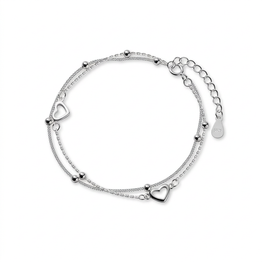Pulsera Doble Cadena con Corazón