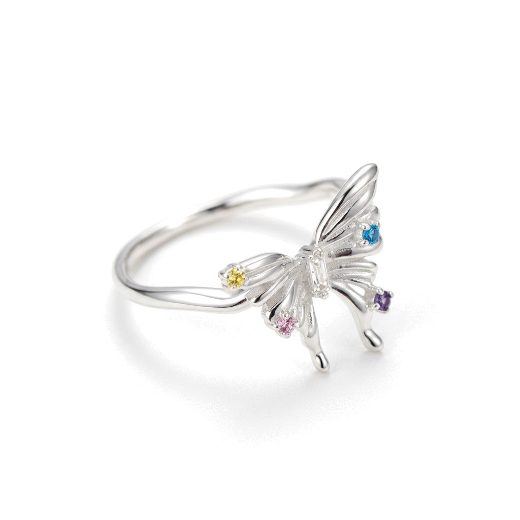 Anillo Mariposa con Piedras de Colores