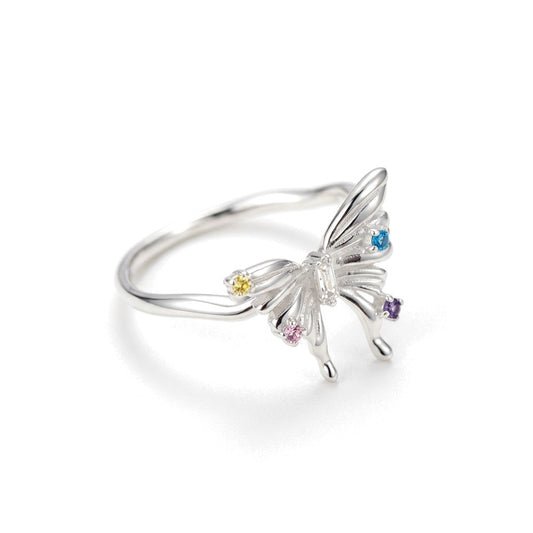 Anillo Mariposa con Piedras de Colores