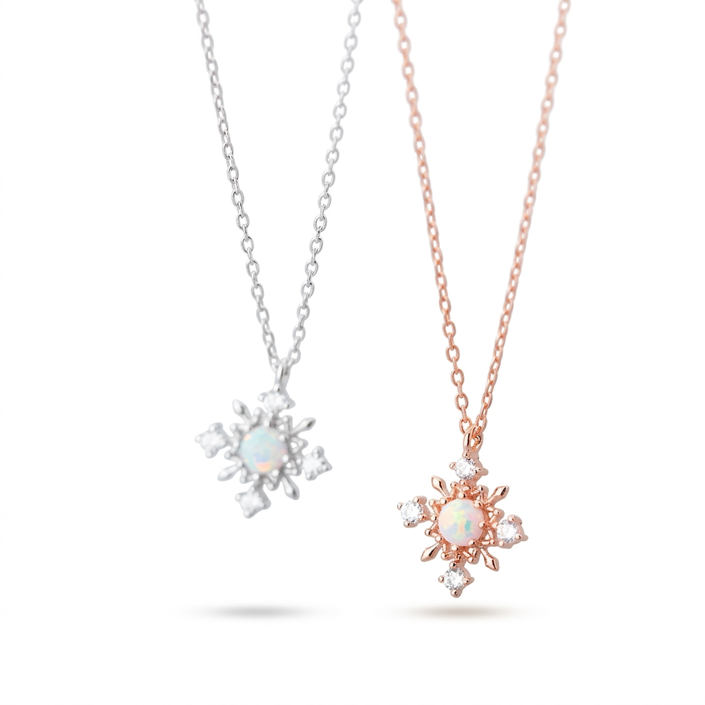 Collar Copo de Nieve con Piedras Brillantes