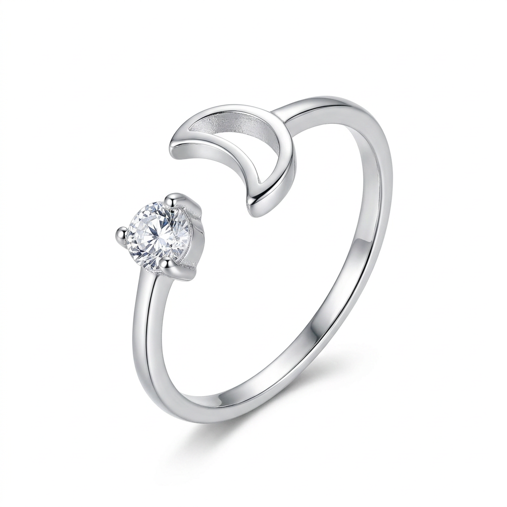 Anillo Abierto Luna con Zirconias