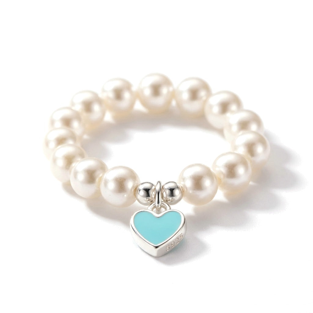 Anillo Abierto Corazón con Perla
