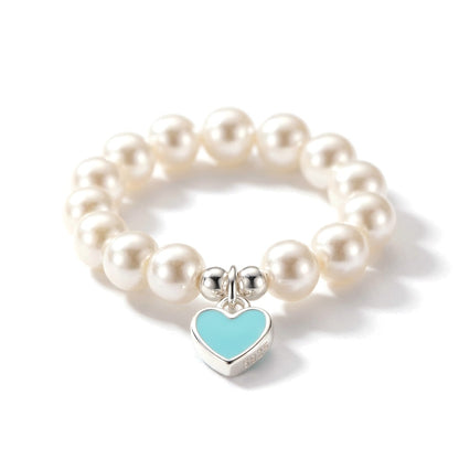 Anillo Abierto Corazón con Perla