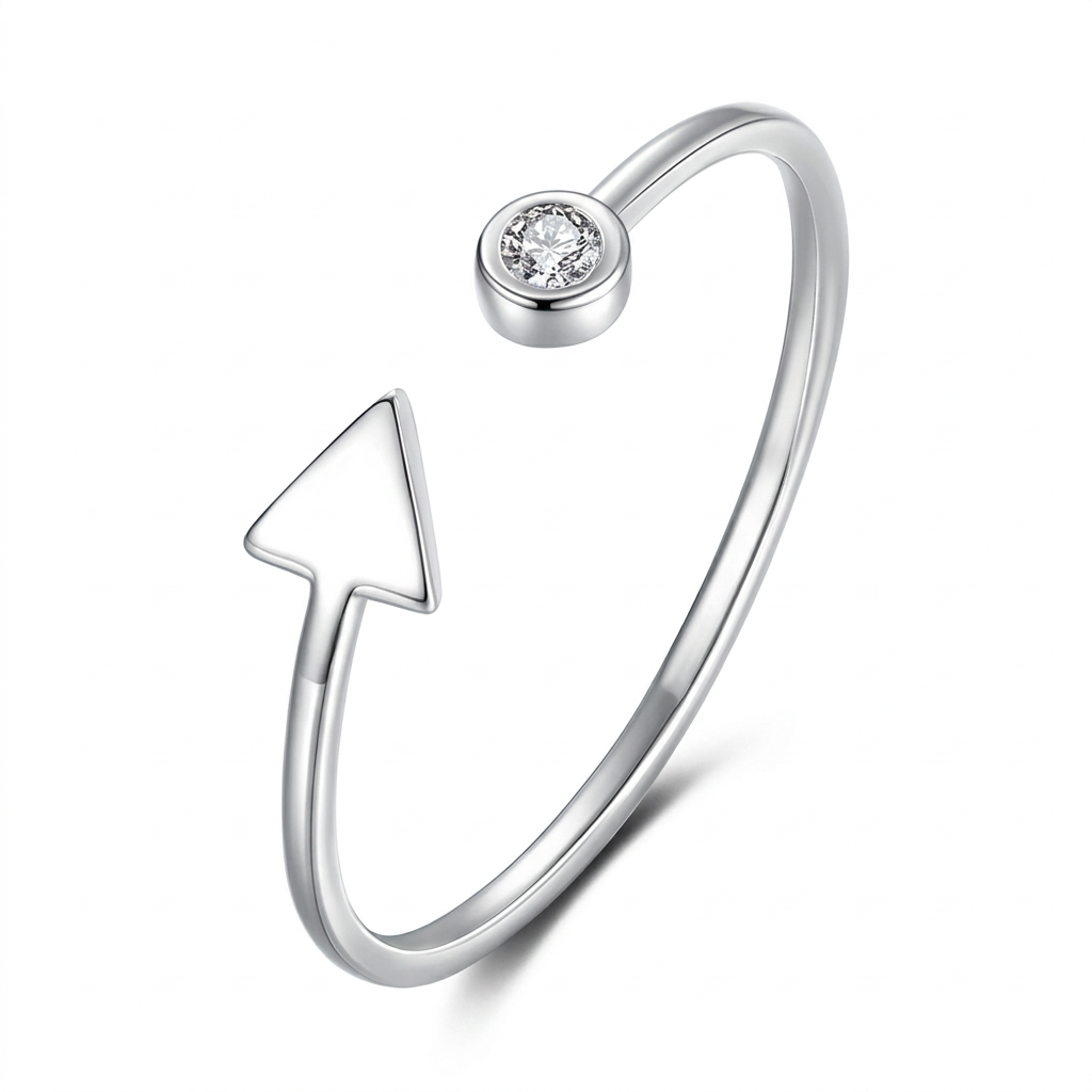 Anillo Abierto Círculo y Triángulo con Zirconias