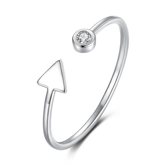 Anillo Abierto Círculo y Triángulo con Zirconias