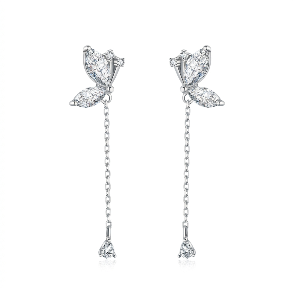 Aretes Mariposa con Cadena Colgante