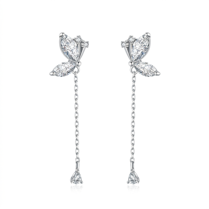 Aretes Mariposa con Cadena Colgante